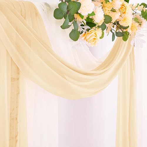 Miniatura 9 de Socomi Wedding Arch Draping Fabric 29" x 20Ft 2 Panels Burgundy Sheer Outdoor Curtain Drapes Extra Long for Bridal Baby Shower Ceremony Birthday