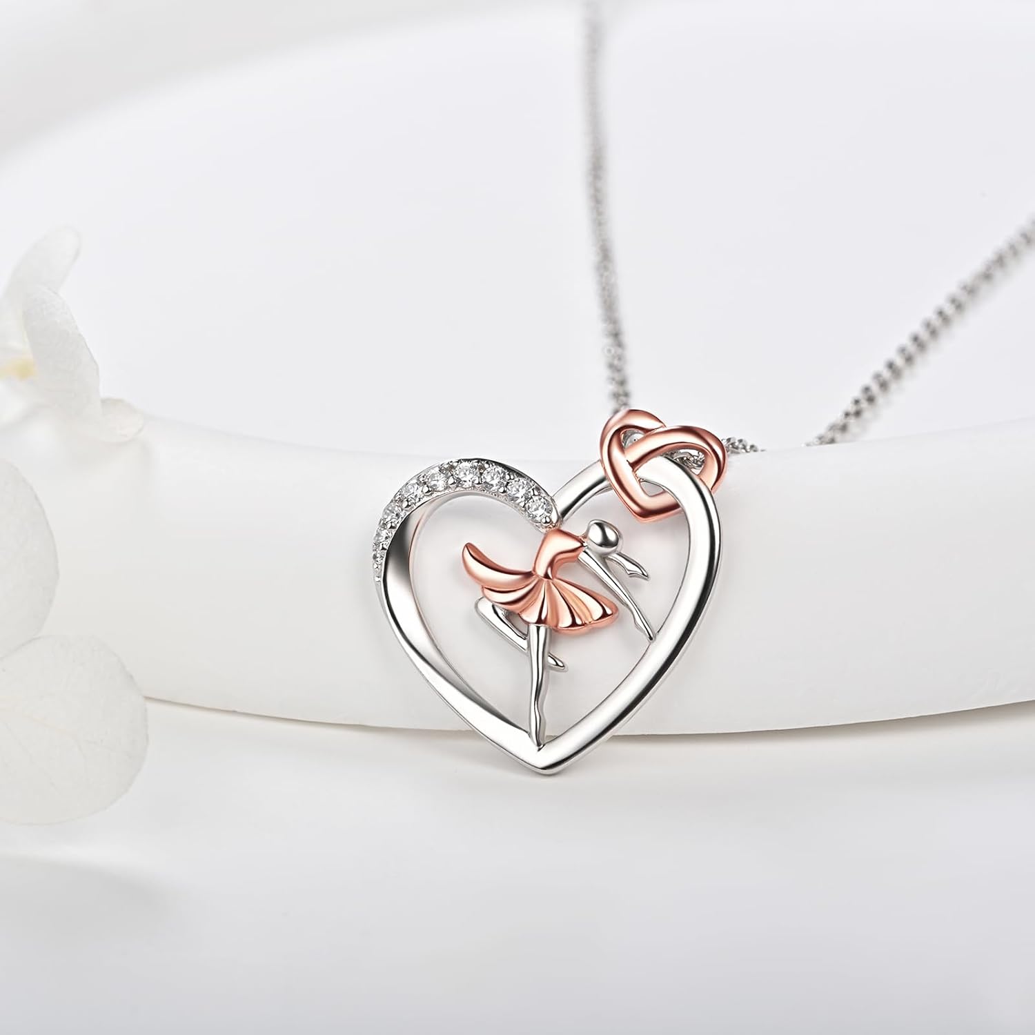 925 Sterling Silver Heart Ballet Dance Lovers Necklace Ballerina Silhouette Jewelry Dancer Pendant Graduation Gift for Women - Image 2