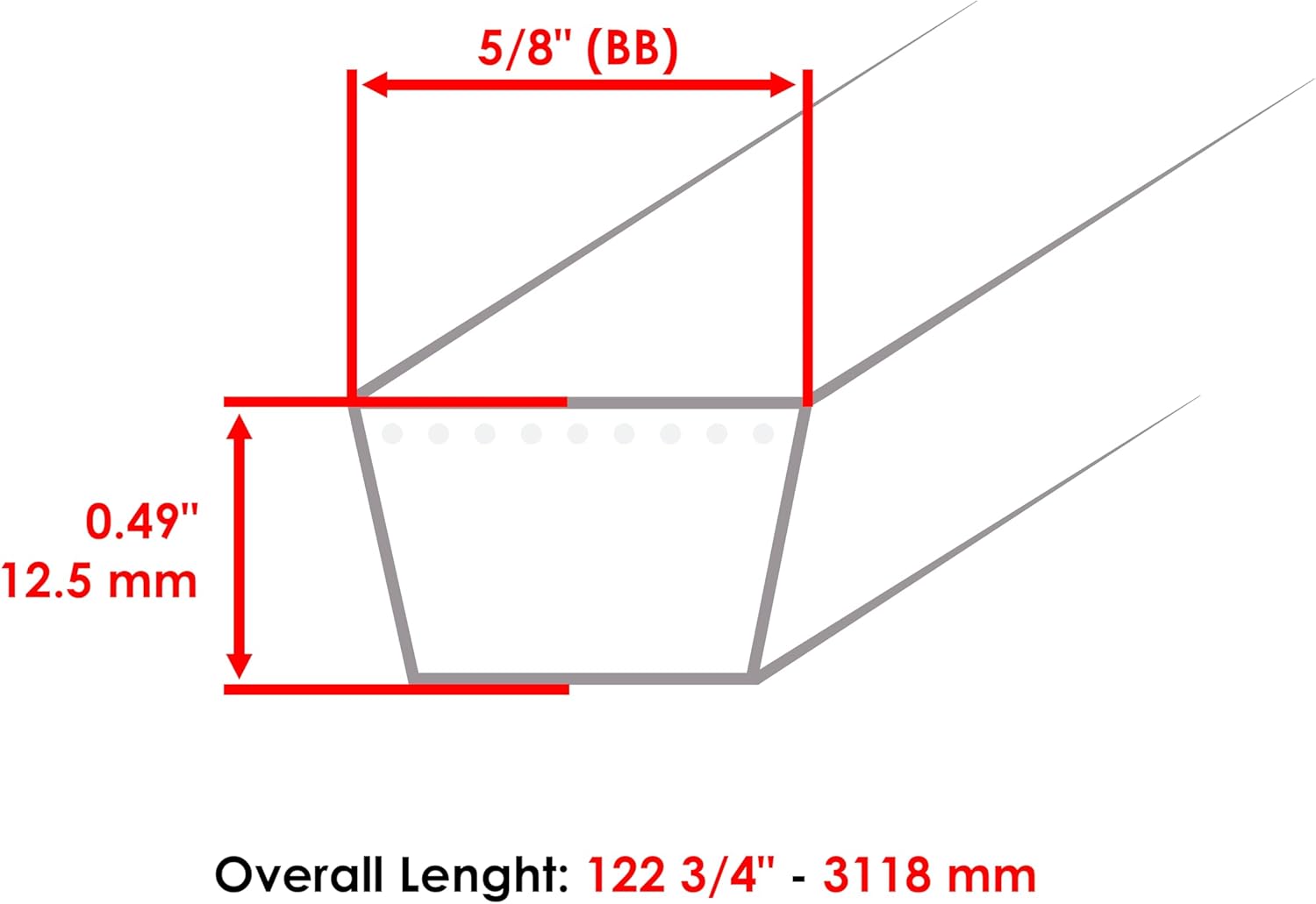 Caltric LVU21854 60" Deck Belt Compatible with John Deere 1023E 1025R 1026R 2025R / 2305 2026R 2032R 2036R 2038R Series Tractor