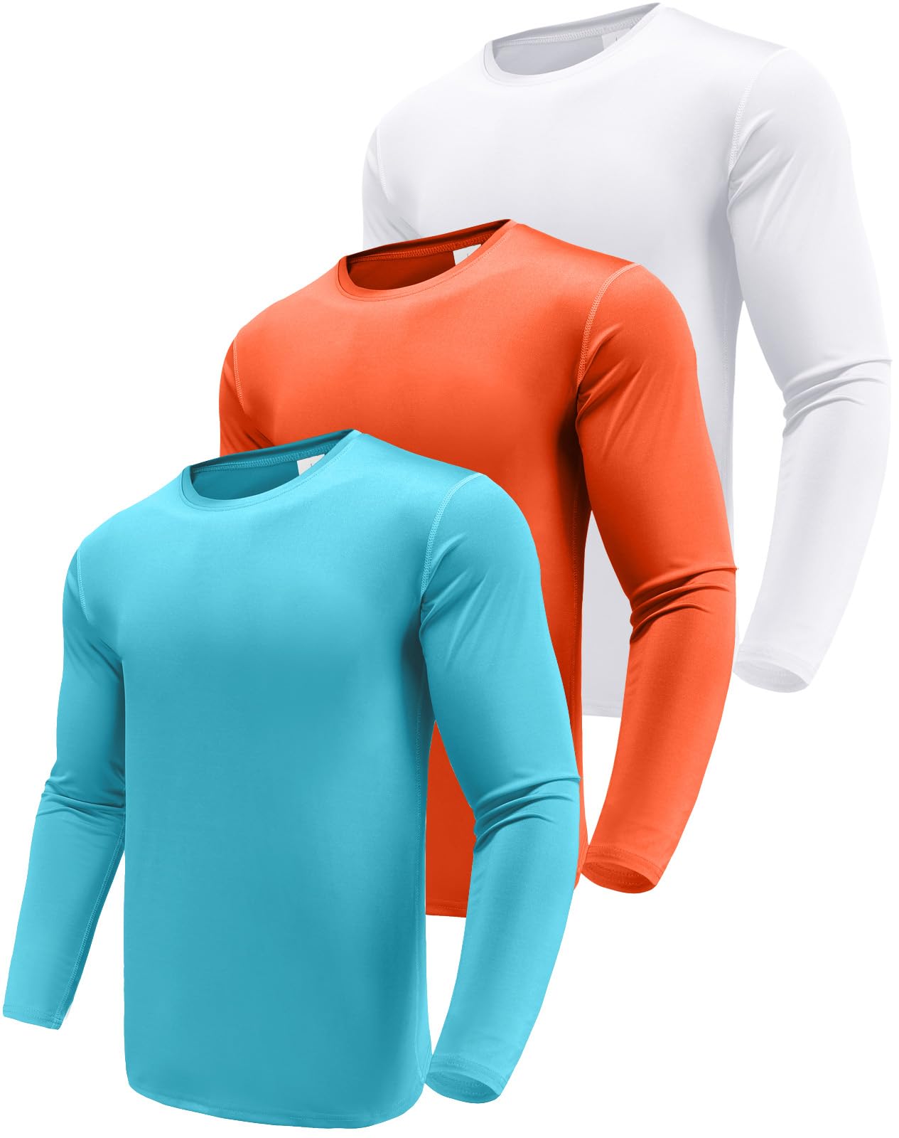 Men's 1, 3 or 5 Pack Performance Long Sleeve T-Shirts, UPF 50+ Sun Protection Shirts, Athletic Gym Workout Shirts for Running