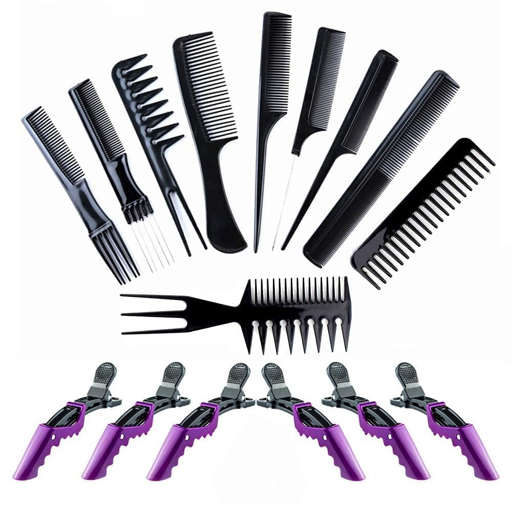 First Beauty 16Pcs Hair Combs Set for Women and Men-10Pcs Hair Combs and 6Pcs Hair Clips, Rat Tail Combs, Teasing Combs,Barber Combs,Styling Combs,Can Meet Your Different Needs,Comb Set for Hair-FB-image-8