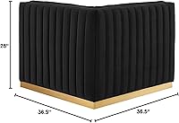 Vista 276 de Modway Conjure - Sofá seccional tapizado de terciopelo de alto rendimiento, con canal, silla sin brazos en negro y gris