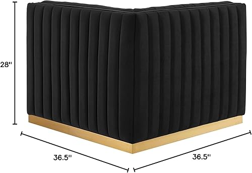 Miniatura 276 de Modway Conjure - Sofá seccional tapizado de terciopelo de alto rendimiento, con canal, silla sin brazos en negro y gris Negro-Gris,Negro