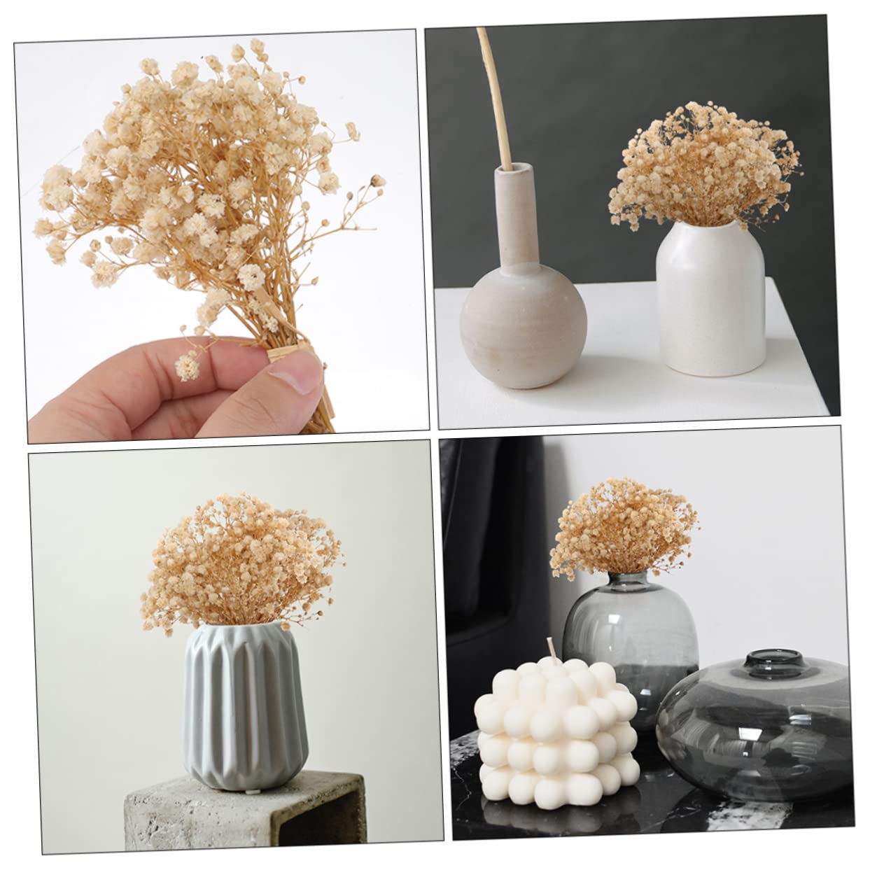 VILLCASE 4stücke Trockenblumenstrauß Bundles Getrocknete Schleierkraut Blumen Für Hochzeitsdekoration Und Wohnaccessoires Für Vasen Und Kreative Bastelprojekte