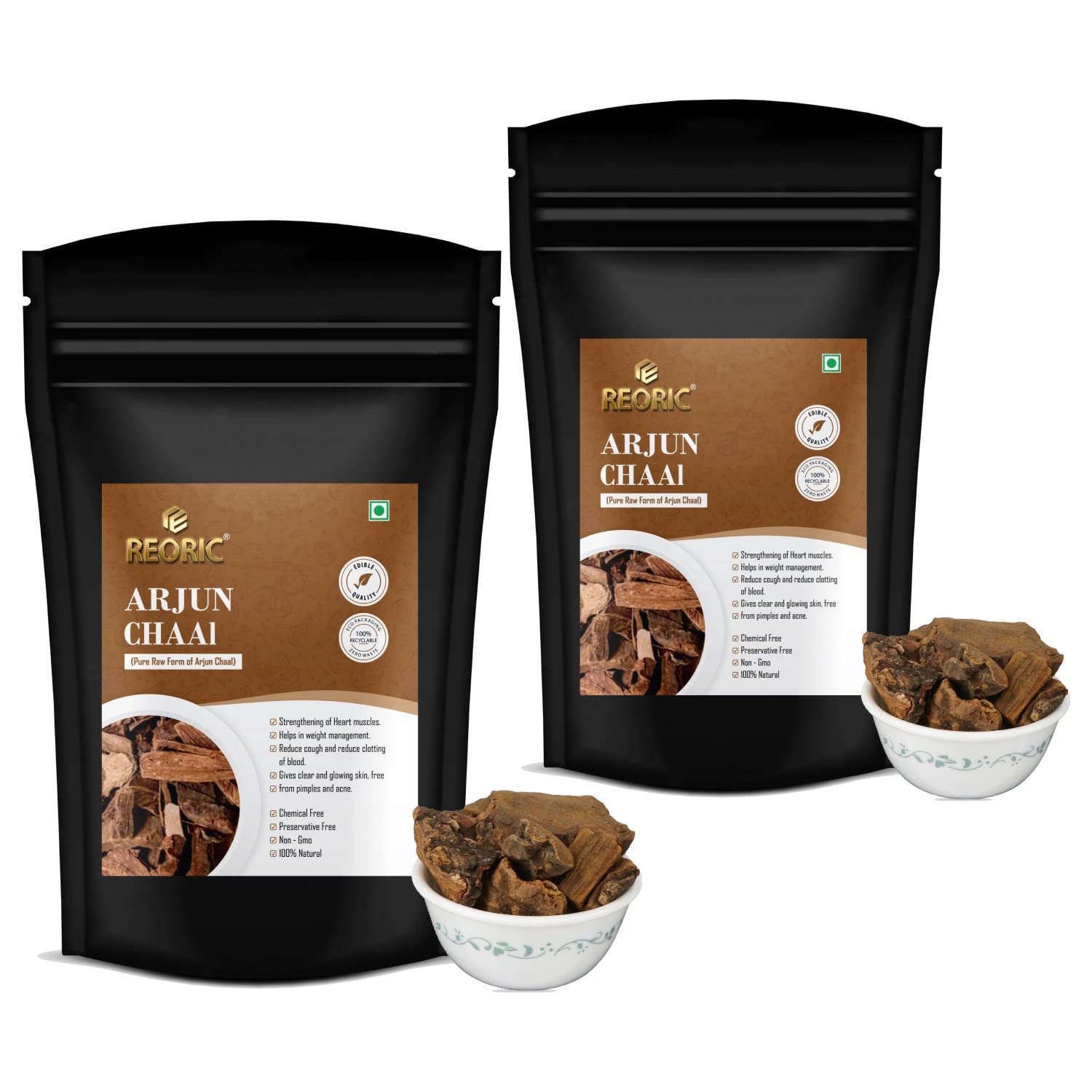 REORIC Arjun Chaal - 100g(Pack of 2) | Arjun Ki Chaal |Arjuna Bark Tea | 100% Natural Terminalia Arjuna | Arjun bark/Chaal Used to Maintain Blood Pressure, Strengthening of Heart Muscles