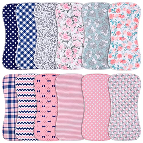 Image of Benoxine Baby Burp Cloths & Baby Bibs 2-in-1 Design Large Size 3 Layers Thicken Cotton Super Absorbent and Soft Baby Spit Up Burping Rags Baby Burp Cloth Set for Boys and Girls Solid 12 Pack