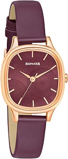 Sonata Linnea Quartz Analog Maroon Dial Maroon Leather Strap Watch for Women - NT8173WL01 Price In India