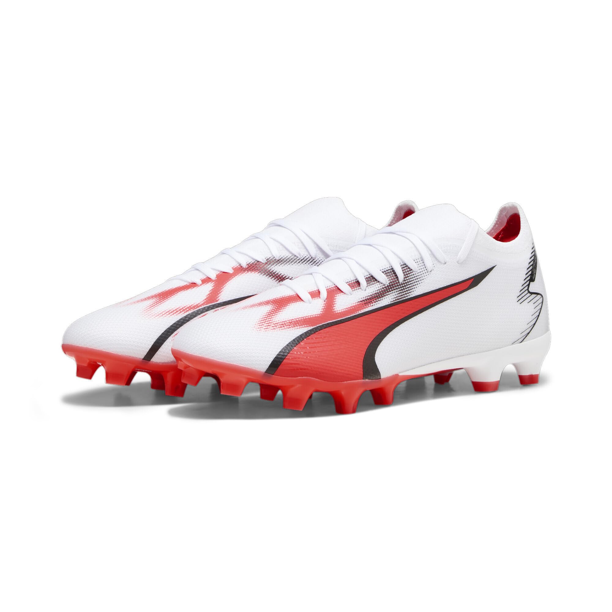 PUMA Unisex Ultra Match FG/AG Soccer Shoe, White Black-FIRE Orchid, 9.5 UK