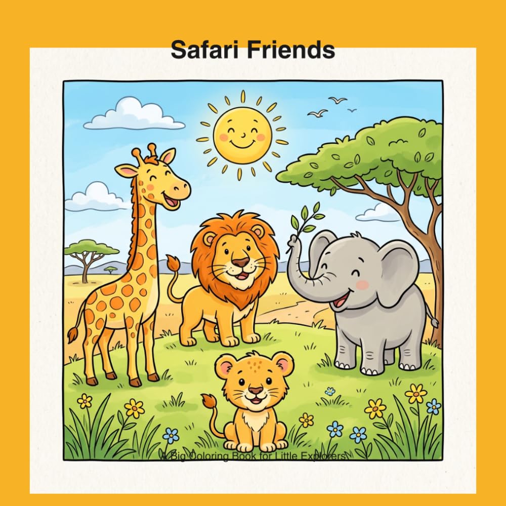 Safari Friends: A Big Coloring Book for Little Explorers — 22 Cute Animals for Kids Ages 4-8