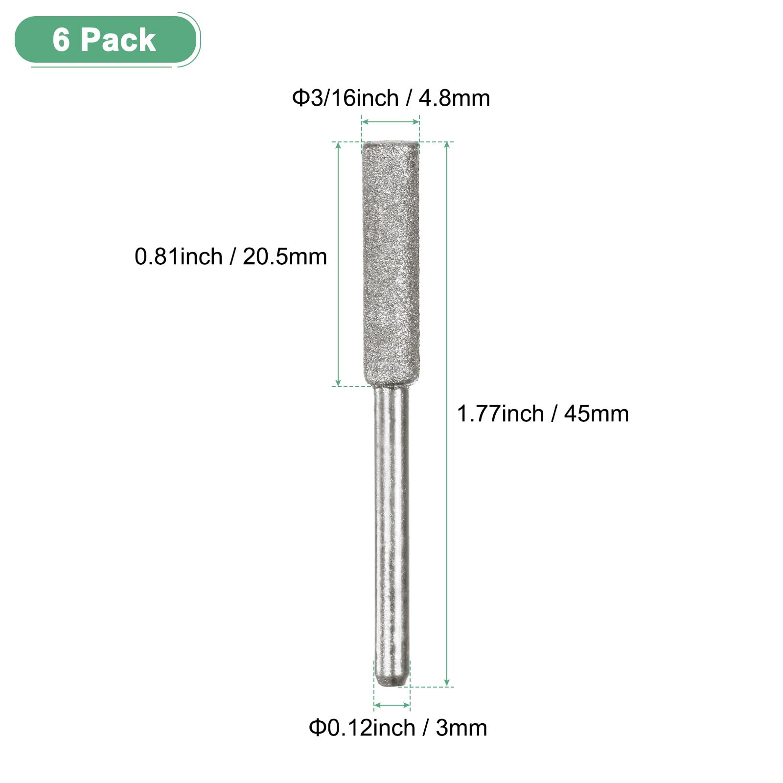 M METERXITY 6-Pack 3/16 Inch Titanium Plated Diamond Chainsaw Sharpener - Image 3
