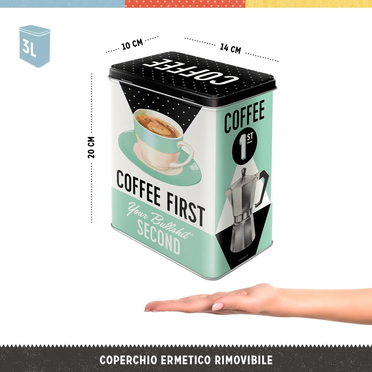 Nostalgic-Art Barattolo Di Latta Vintage 'Coffee First' 3L - Scatola Porta Caffè Retrò Per Dispensa E Regalo