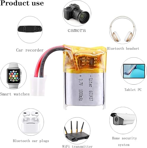 Miniatura 4 de Liter energybattery Batería recargable del polímero de iones de litio de la batería 601417 del polímero de litio de la batería 100mAh de 3.7V Lipo