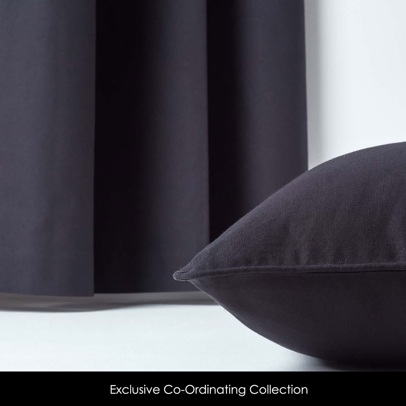 'Tenda "Plain Colour. 100% cotone. Tenda della coppia. Colori: Nero. Di facile manutenzione, lavabile a casa., cotone, nero, 137 x 182 cm