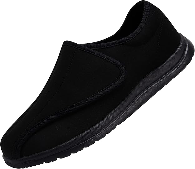 YURUMA Men Wide Walking Shoes Adjustable Velcr Elderly