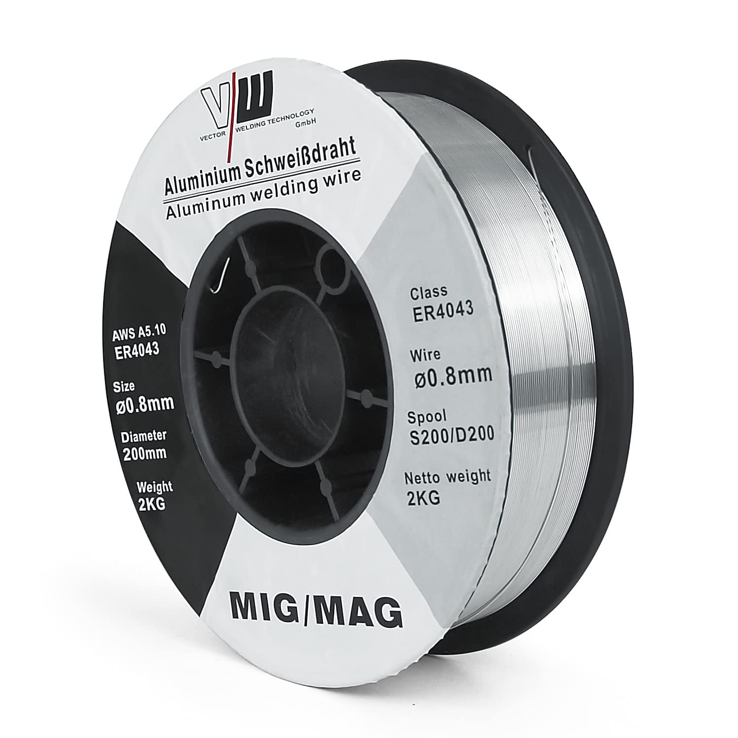 VECTOR WELDING ER308L Hilo para Soldadura de Acero Inoxidable D100/S100-1 kg - Diámetro 0,8 mm - Para soldadoras MIG MAG