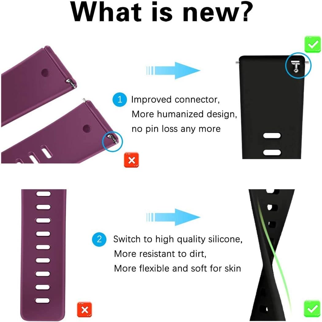 aczer-Y Fitbit Versa 4, Versa 3, Sense 2, Sense Sport Band Accessories Watchbands, 22 Color Classic Replacement TPU Watch Band with Stainless Buckle for Fitbit Versa 4 Smartwatch Large Small : Cell Phones & Accessories