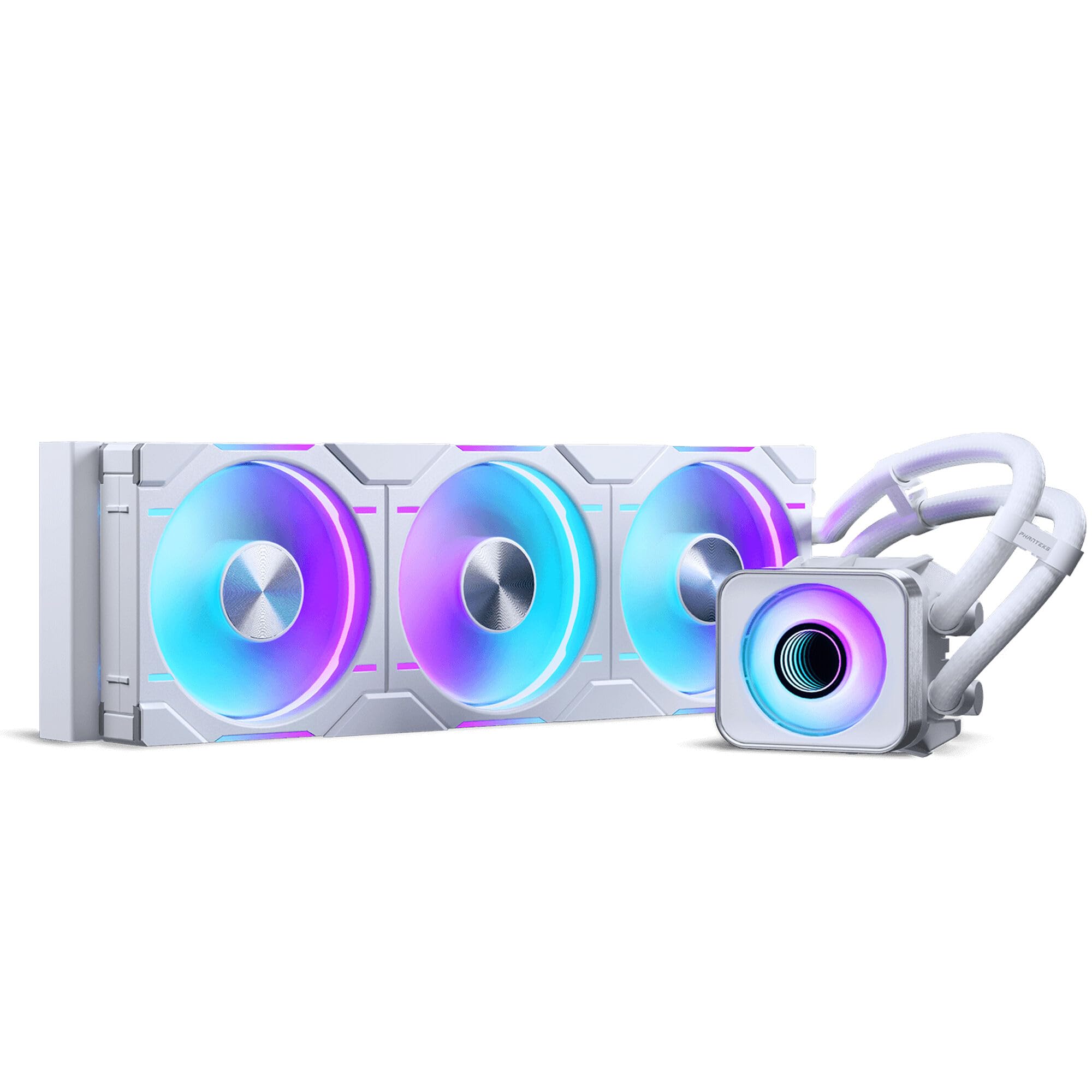 Dissipatore di calore a liquido per CPU Phanteks GO 360D30 X2 AIO, design del condensatore AIO EvolvX2,ventole D30-120 DRGB con prestazioni 3x,per Intel LGA 1851,1700,1200,115x e AMD AM4/AM5, Bianco