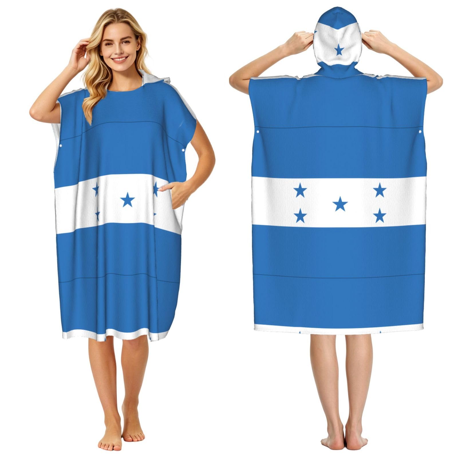 WSSYYBFFlag of Honduras Adult hooded beach towel Oversized with Hood for Absorbent Quick Dry