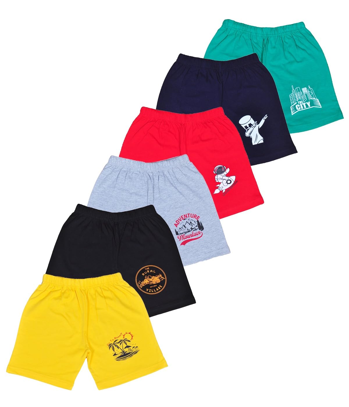 Boys Shorts Multicolor Printed (Pack of 6)-image-41