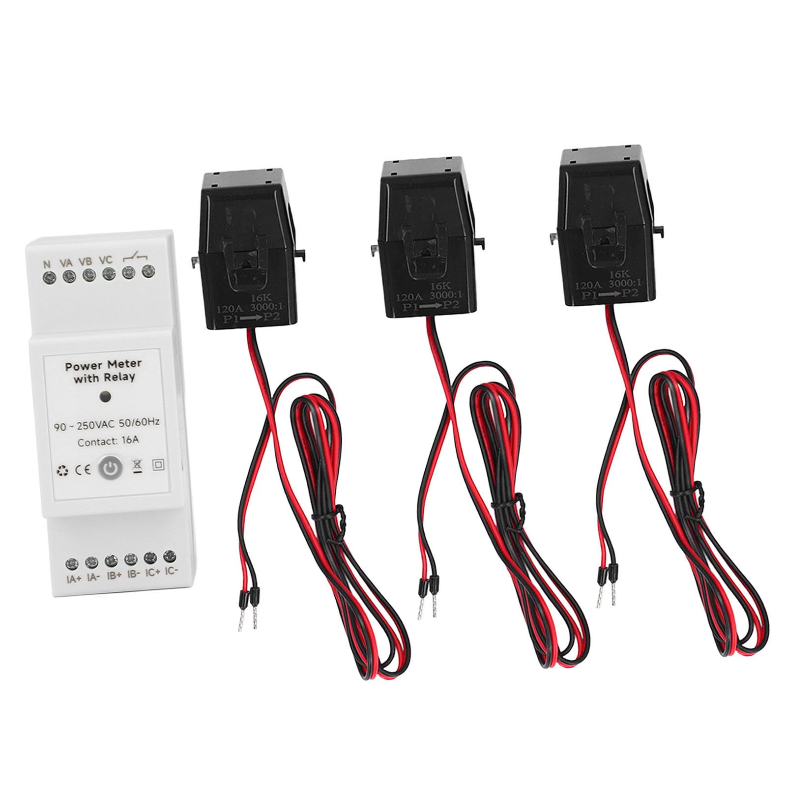 ViaGasaFamido Inteligentny Monitor Energii z Zaciskami CT 3x120A, Miernik Zużycia Energii Elektrycznej ABS WiFi do śledzenia Danych w Czasie Rzeczywistym i Monitorowania Słonecznej za Pośrednictwem