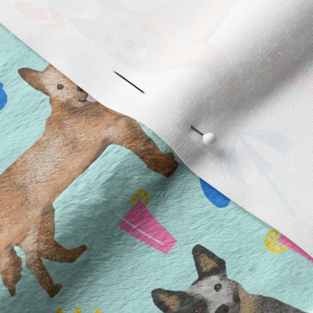 Spoonflower Fabric - Australian Cattle Dogs Blue Red Beach Light Summer Tropical Pet Printed on Minky Fabric by The Yard - Sewing Baby Blankets Quilt Backing Plush