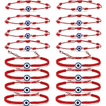 SONNYX 16 Set Evil Eye String Kabbalah Bracelets 7 Knots Bracelets Adjustable Hand-Woven Red Rope Cord Thread Braided Bracelet Protection Lucky Amulet Bracelet for Women Men
