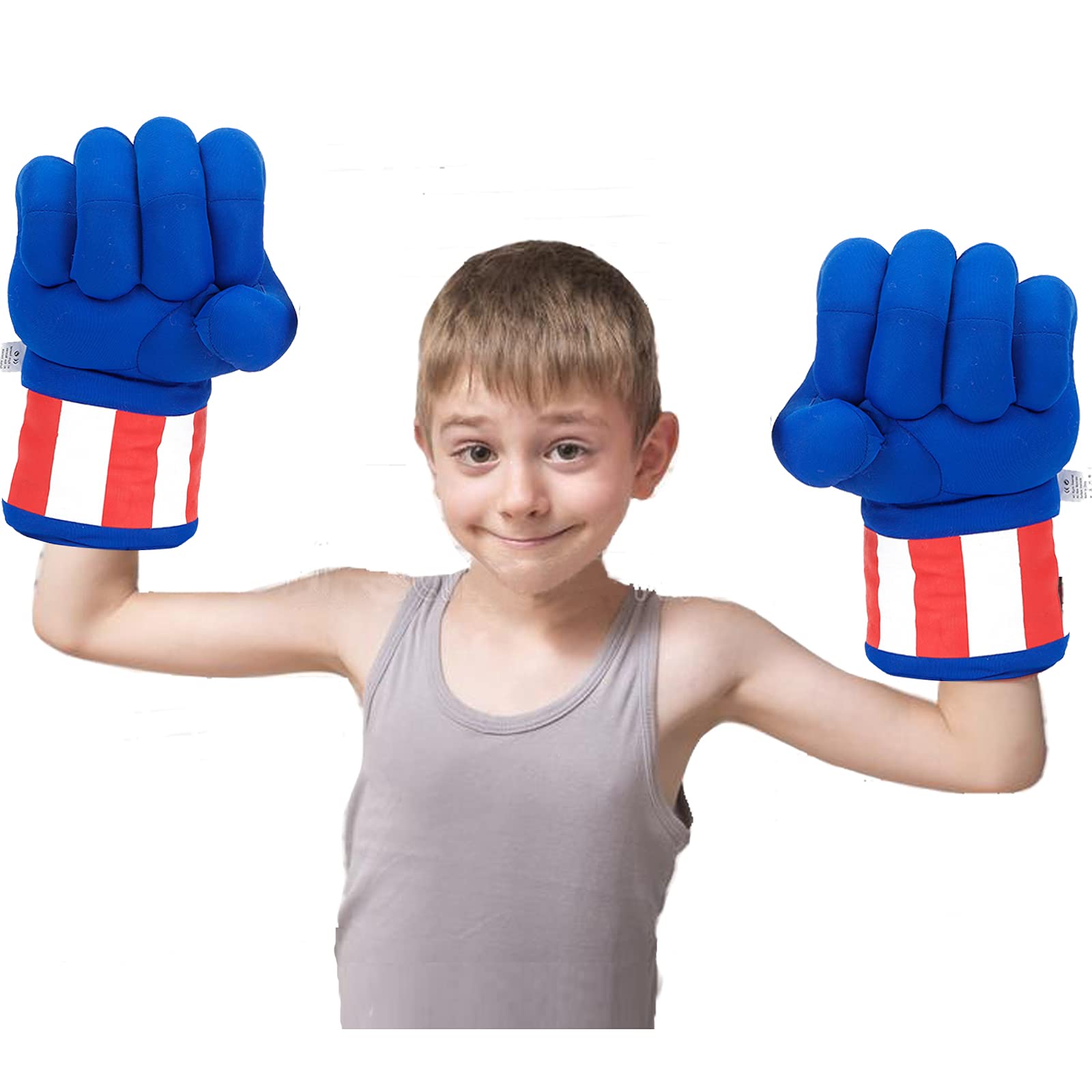 Kids Superhero Toys Boxing Gloves Smash Hands Fists Big Soft Plush Toy Cosplay Costume Halloween Christmas Gifts for Boys Girls (A)