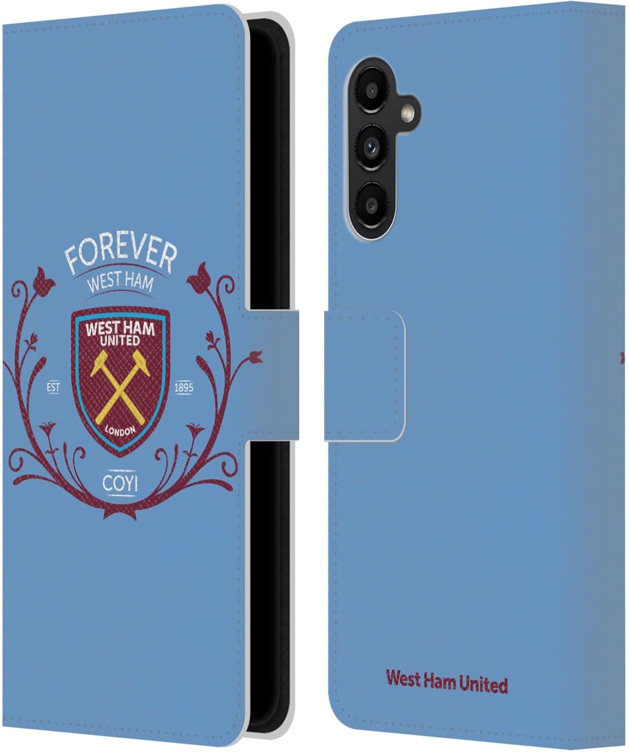 Head Case Designs Officially Licensed West Ham United FC Coyi Crest Graphics Leather Wallet Case Compatible with Samsung Galaxy A13 5G (2021)
