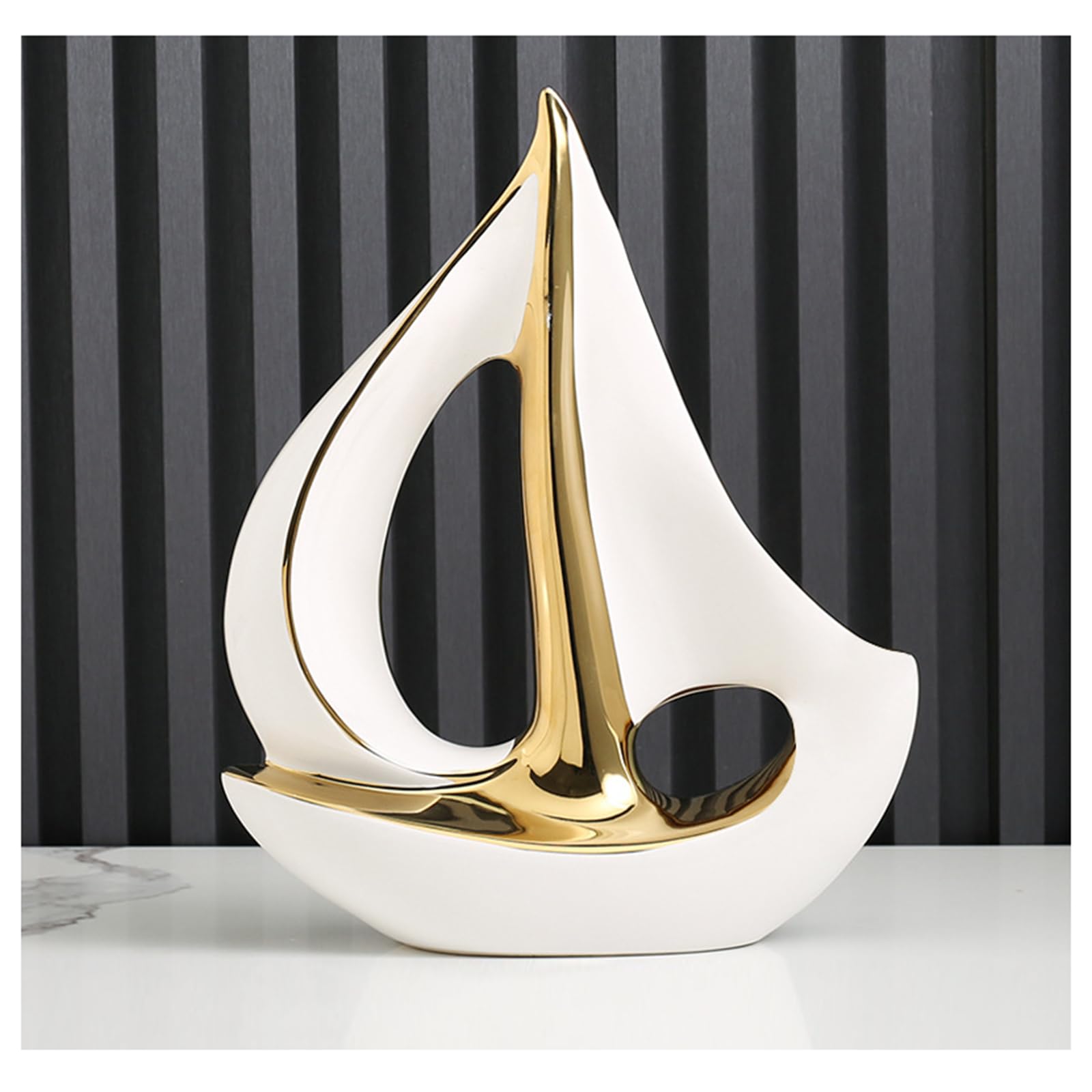 Tauzveok White Sailing Ship Decoration Sculpture, Nautical Decoration, Living Room Table Decoration, Abstract Art Boat Decoration Statue, Office Bar Café Entrance Statues And Sculptures,,Big