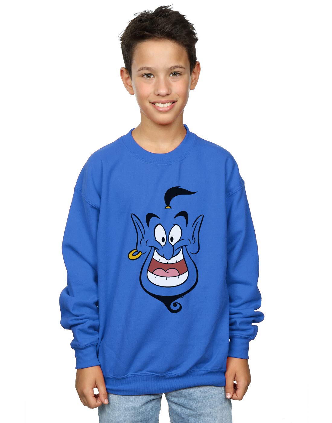 Absolute Cult Boys Royal Blue Disney Aladdin Genie Face Sweatshirt Size 7-8 Years