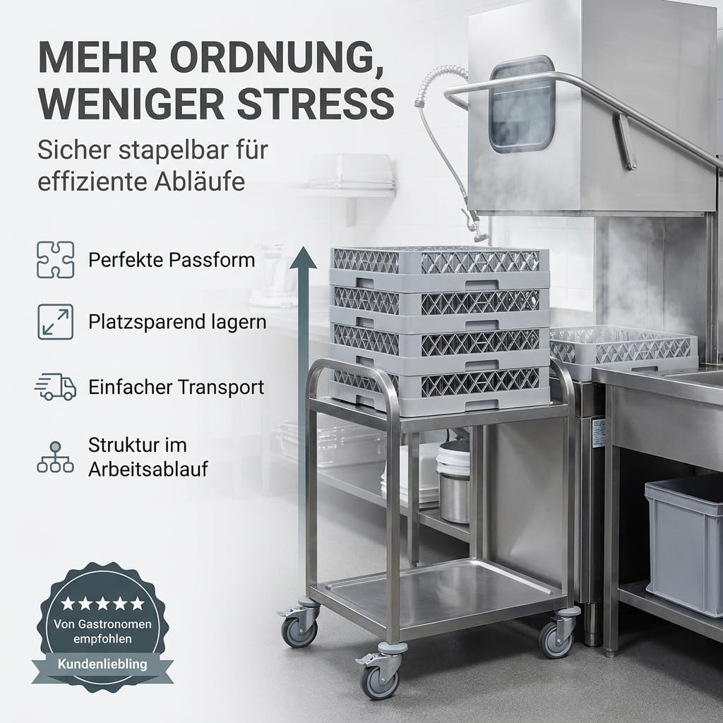 2+1 Set Spülkorb 50x50 für Gastro Spülmaschine – 2X Tellerspülkorb + 1x Besteckspülkorb (Durchfallschutz) Geschirrkorb für Restaurant Hotel Catering - Abtropfkorb