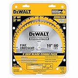 DEWALT 10-Inch Miter Saw Blades/Table Saw Blades, 2-Blade Combo, 60-Tooth & 32-Tooth Pack...