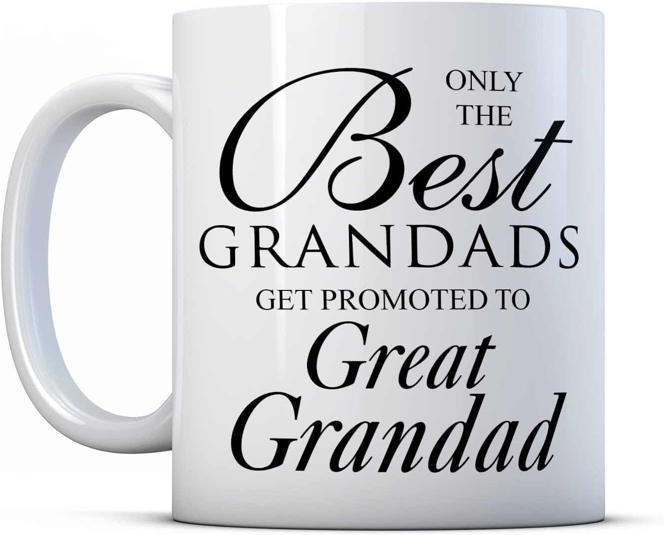 Finger prints - Only the Best Grandads Get Promoted to Great Grandad - New Baby Gift Mug, Ceramic, 11fl.oz.