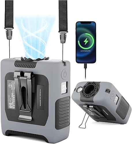 Vista 9 de Ventilador portátil portátil con 5 velocidades máximas 55 horas de trabajo, ventiladores portátiles de cuello de bajo ruido, ventiladores de cintura