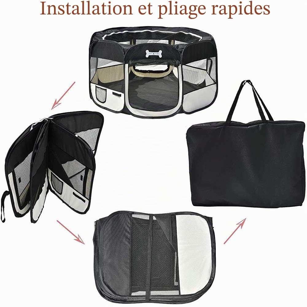 Petigi Parc á Chien XL 115 cm Chat Lapin Pliable Animales Mascotas Enclos in/extérieur