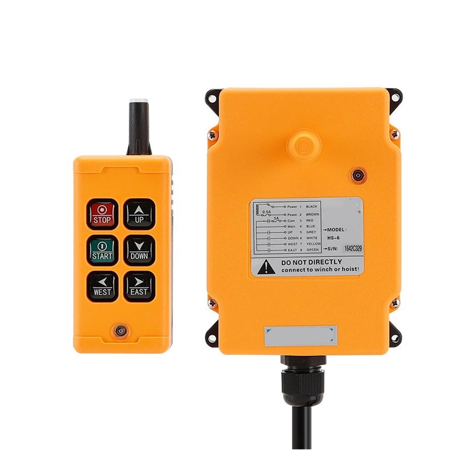 JVDDI 6Channels Hoist Crane Radio Controller Sysem Industrial Remote Control 1transmitter+1receiver 12-24V(1Tx1R,Ac Dc 12-24v)