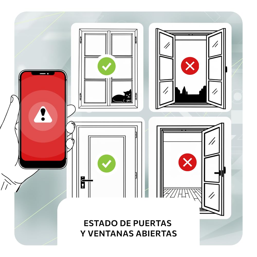 HXA502 Sistema de Alarma para casa WiFi + gsm 4G con Sirena Exterior Solar | Kit inalámbrico con 7X sensores PIR Movimiento y 1x Sensor Puerta/Ventana | Notificaciones por SMS y aplicación