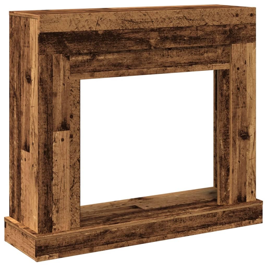Vidaxl Old Wood Fireplace Surround, Fire Surround Only Compatible With Led Flame, Fireplace Frame For Living Room Hallway, Engineered Wood