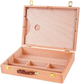 Artist Supply Box Artist Storage Box Desktop Case Compact Sturdy Wood Construction Art Supplies Organizer for Watercolor Pen, M