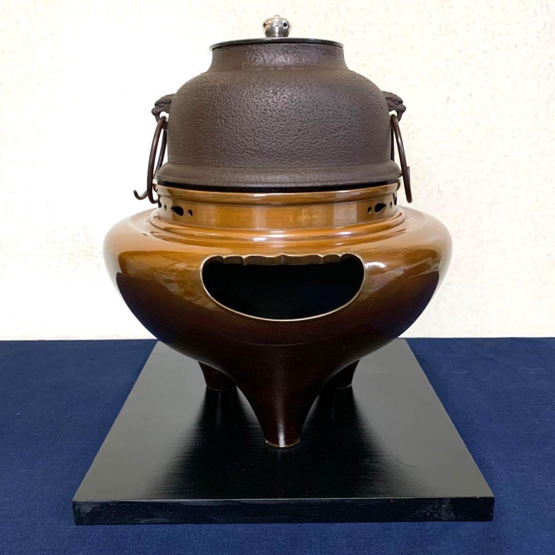 風炉 茶釜 電熱器 唐銅面取風炉(芳山造) 富士釜(浄清造) 野々田製電熱器