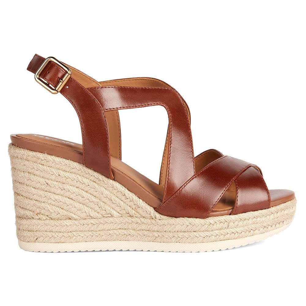 Geox D Ponza, Espadrille Wedge Sandal, marrón, 41 EU
