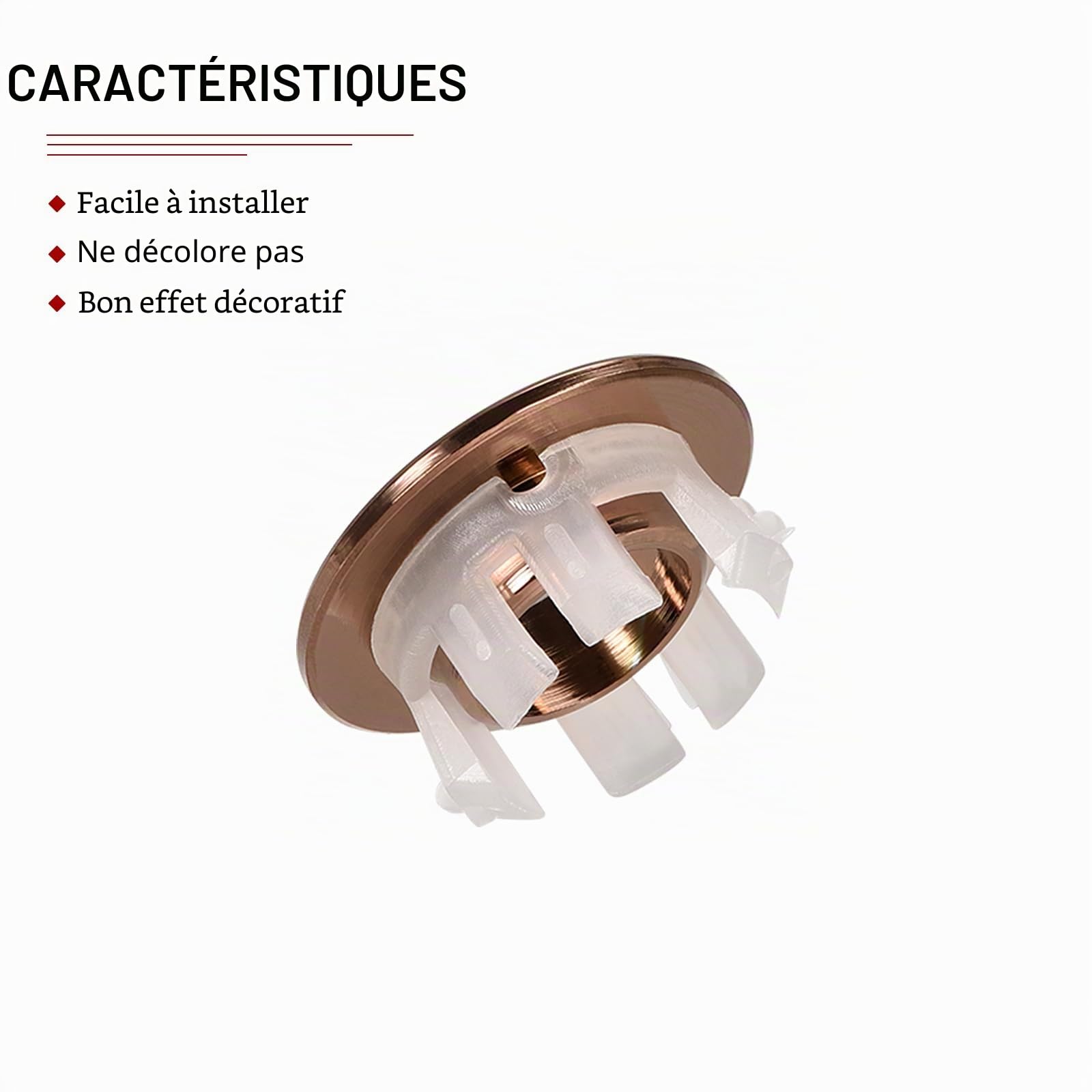 DTGN 30x13.5mm(DxT) Évier Débordement Couvercle - 2Paquet - Bonne pour Salle Bain Cuisine Évier - Cuivre Lavabo Garniture Insérer dans Trou Rond Capuchons - Rose Dorée