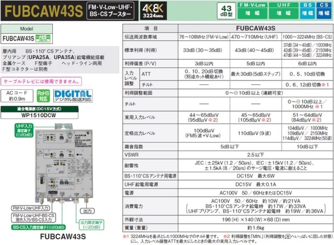 上等な Q's Yahoo ショップマスプロ 4K 8K衛星放送 3224MHz 対応 共同