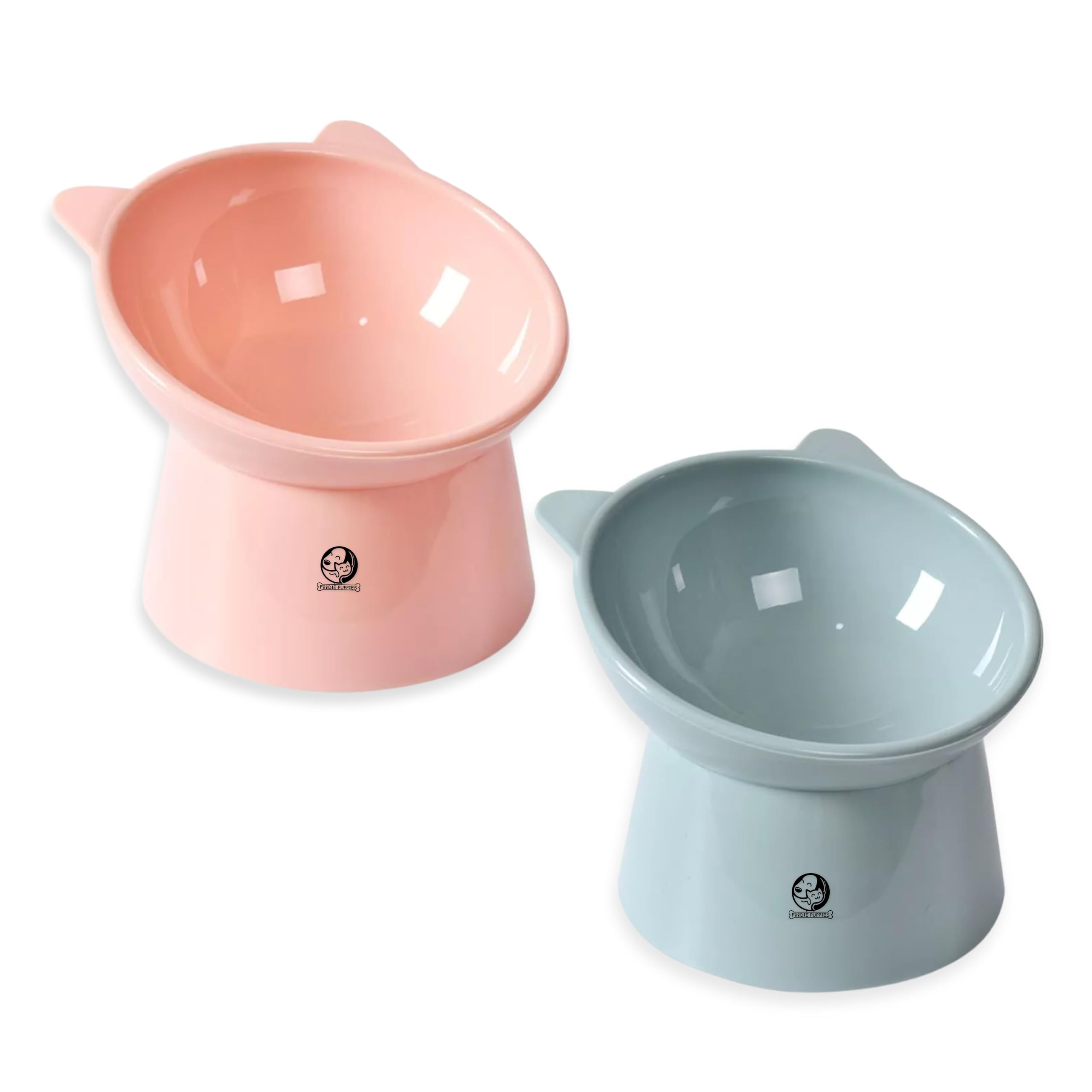 Foodie Puppies Elevated Bowl Feeder Food Water for Cats, Kittens & Puppies (Set of 2) Persian Cat Food Bowl Tilted Raised Bowl (Color May Vary) Plastic, ?15L x 13.5W x 11.5H cms-image-35