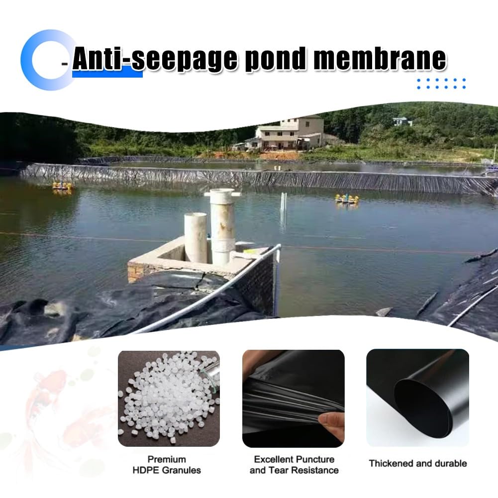 HDPE Stagno Liner 0.12mm Spessore Pesci Stagno Membrana Impermeabile Per Laghetti Esterni Giardino Fontana Cascata Nero 1.0x1.5m 5.0x5.0m 7.0x9.0m 13.0x14.0m
