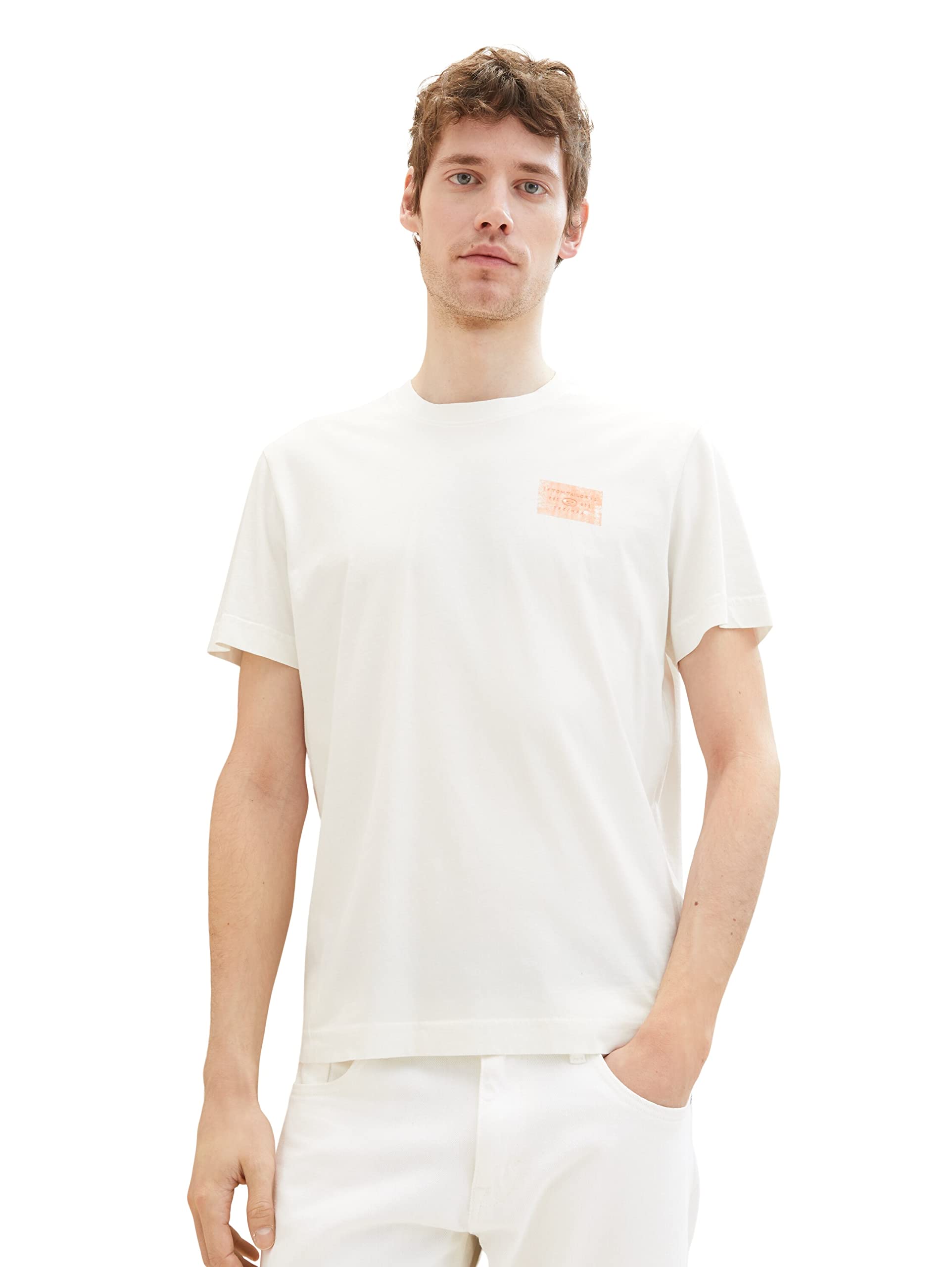 Tom Tailor Men's 10332 - Off White Washed T-Shirt, Xl