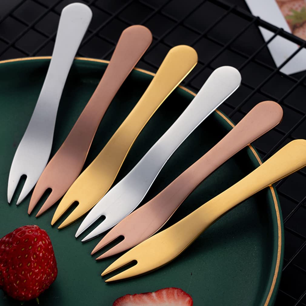 12 pièces en acier inoxydable gâteau fourchettes à fruits 10 cm fourchettes à salade ensemble cocktail apéritif dessert fourchette poli miroir facile à nettoyer