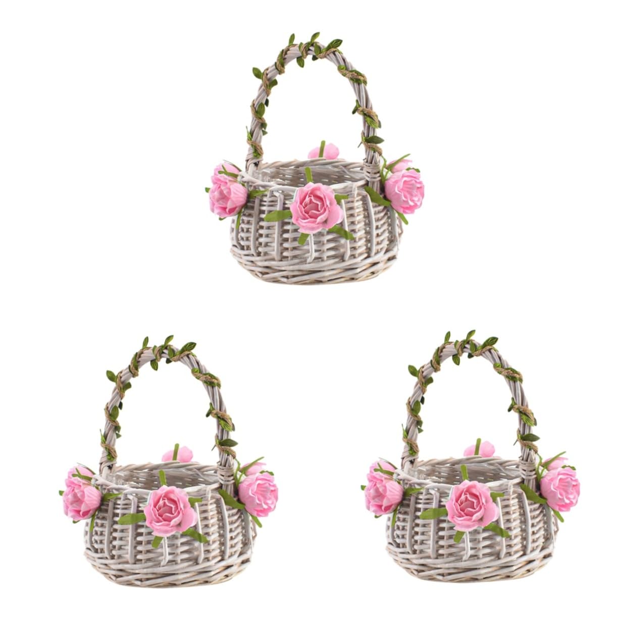 Zerodeko 3stücke Hochzeitsblumenkorb Aus Rattan Zarter Handgefertigter Blumenmädchenkorb Für Hochzeiten Kreative Streukörbchen Für Blumen Und Konfetti Elegantes Hochzeitszubehör b