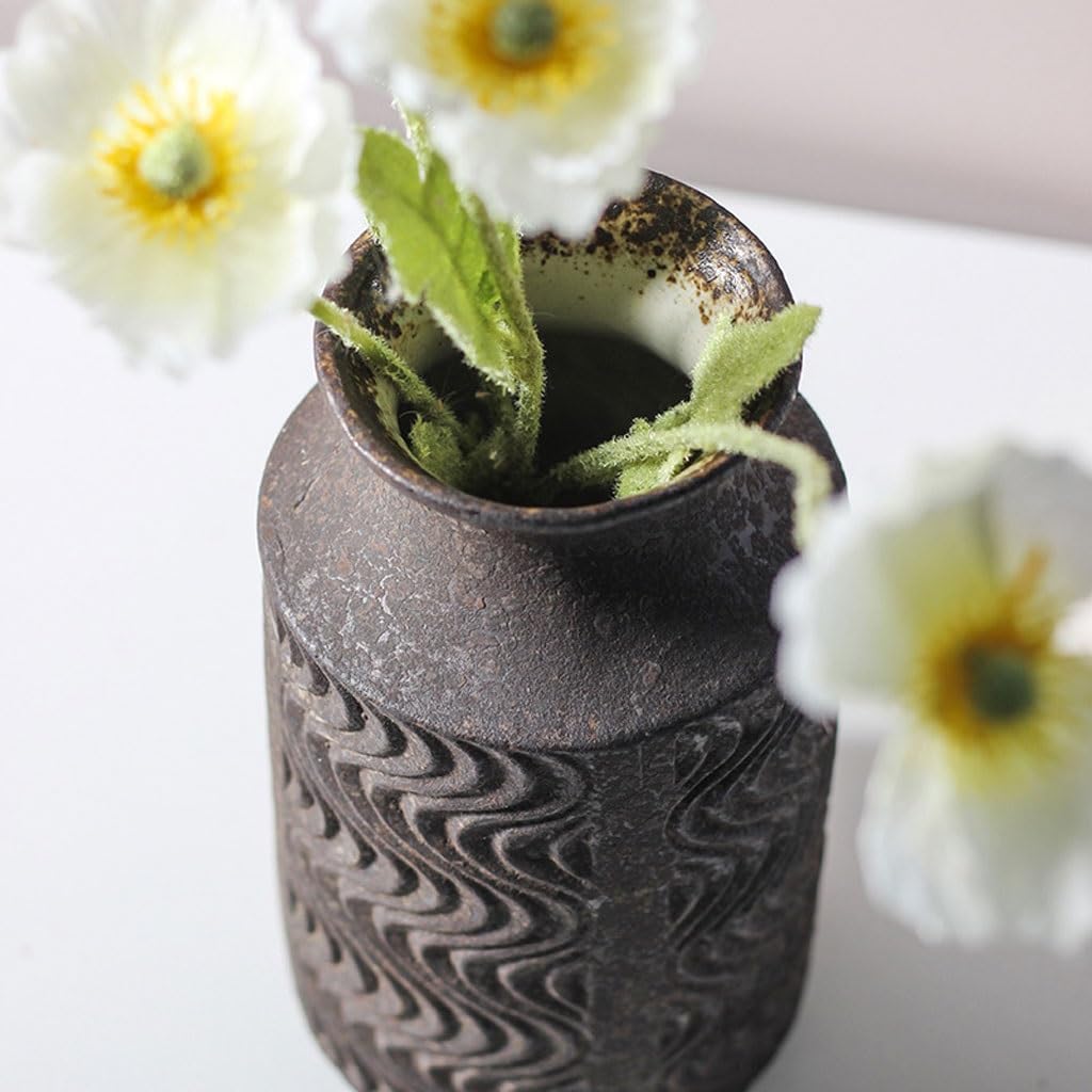 Vaso in Ceramica Retro Home Soggiorno Portico Ornamenti Tavolo Disposizione dei Fiori Cinese Fiori Utensili(A)