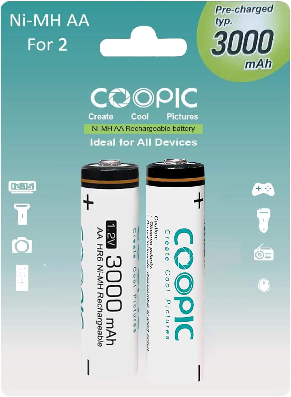 3000mAh AA HR6 Ni-MH Pre-charged type Rechargeable Battery (2 PIECES)